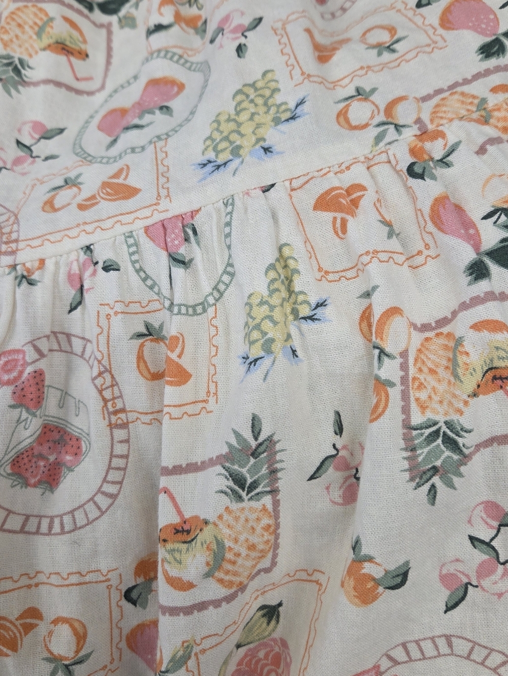 NWOT Linen Blend Fruit Print Tiered Midi Dress with Pockets L - Picture 3 of 13